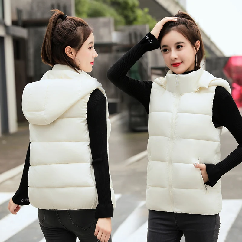 Hooded vest plus size women vest down jacket tank tops winter vest for women sleeveless jacket female autumn plus size waistcoat