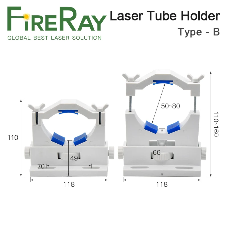 FireRay Co2 Laser Tube Holder Support Adjust Dia.50-80mm Mount Flexible Plastic Support for CO2 Laser Engraving Machine