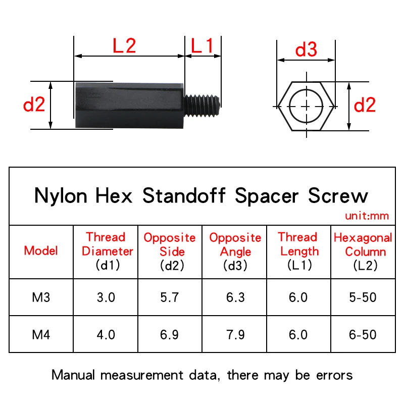 Nylon Hex Standoff Spacer Screw M3 M4 Thread Length 6 mm Plastic Insulation Hexagon Stud For PCB Computer PC Motherboard