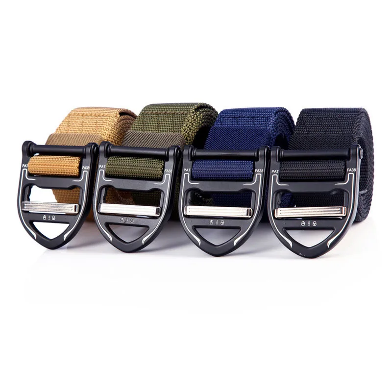 Tactical men's Belt Heavy Quick Release Metal Buckle Unisex Canvas Military Training Outdoor Adjustable Belt Army Designer Belts