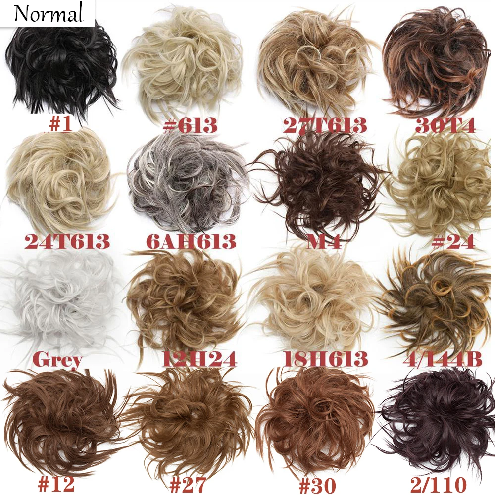 1 Piece Fluffy Messy Hair Big Bun Scrunchies For Women Rubber Band Hair Extension Synthetic Ombre Elastic Updo Chignon Hairpiece