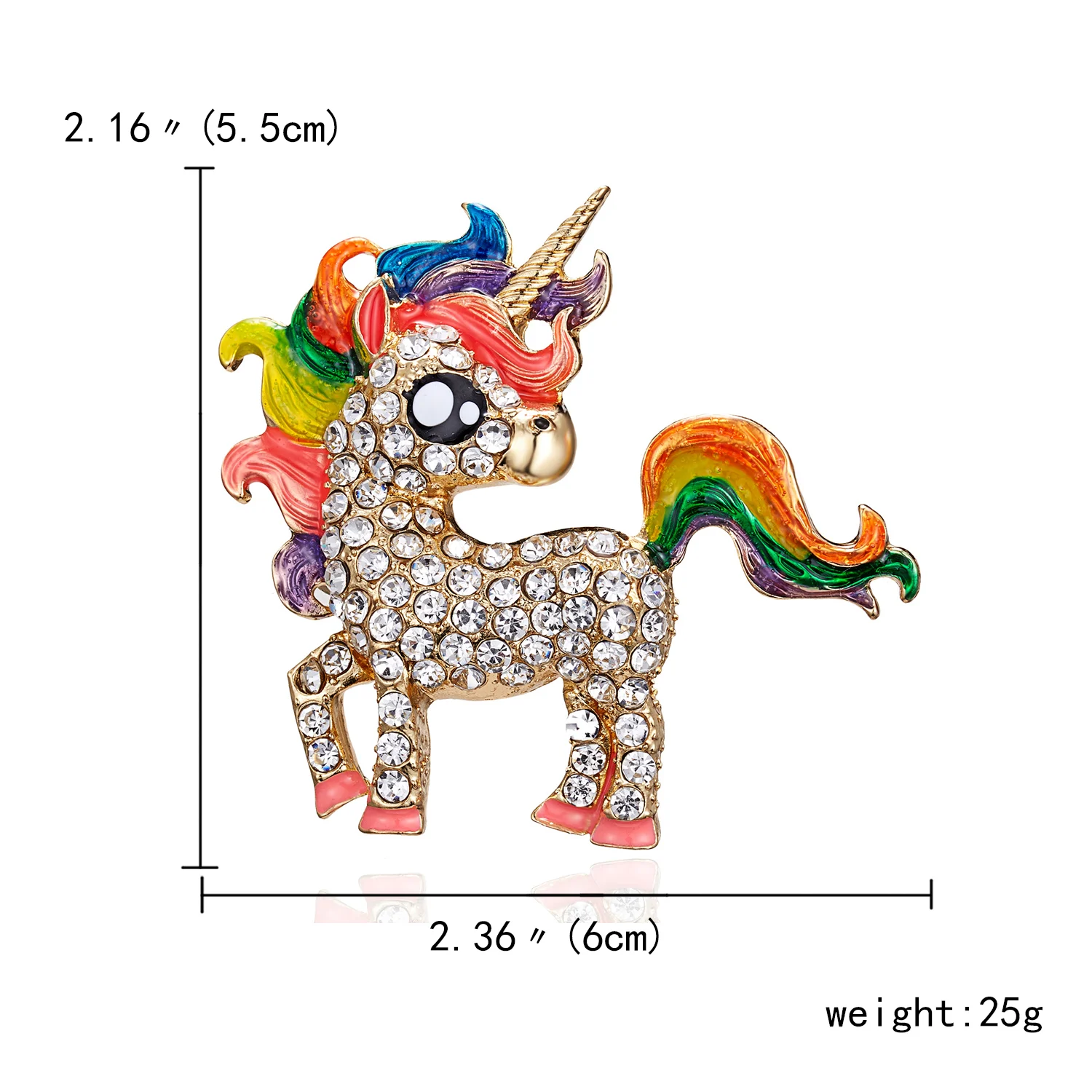 Colorful Horse Brooch For Women Rhinestone Zircon Fashion Coat Lady Brooch Cute Unicorn Animal Brooch Pin Top quality Jewelry