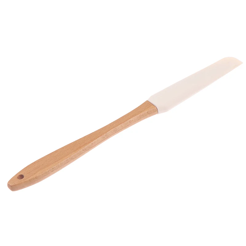 1PC Scraper Durable Wood Handle Utensil Spatula Cream Butter Removable Silicone Brand New