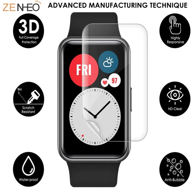 2PCS Soft Hydrogel Clear Protective Films For Huawei Watch Fit Smart Watch Full Screen Protector Cover For Huawei Honor ES