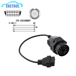 Cable de diagnóstico OBD2 para BMW, adaptador de conector OBD2 de 20 pines a 16 Pines, 1 unidad