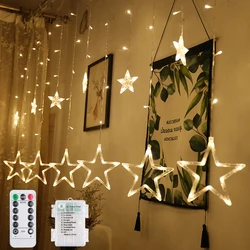 110V 220V Led Star Gordijn String Light Kerstverlichting Kerst Garland Voor Wedding Party Venster Outdoor Indoor Nieuwe jaar Decor