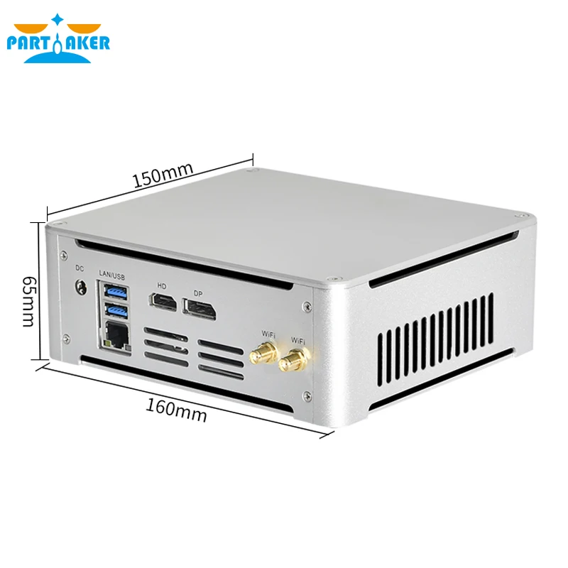 Partaker Mini PC Intel Core i5 7300HQ i7 7700HQ DDR4 Windows 10 Linux 4K Gaming UHD HTPC HDMI DP Minipc Komputer stacjonarny