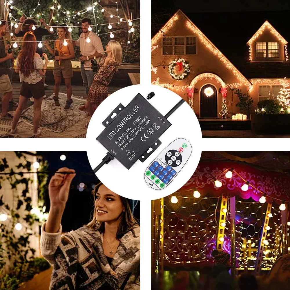 LED Strip Dimmer AC 110V 220V 23key RF Remote Controller for Christmas String Light/ LED Bulbs/LED Strip Lights US/EU/AU