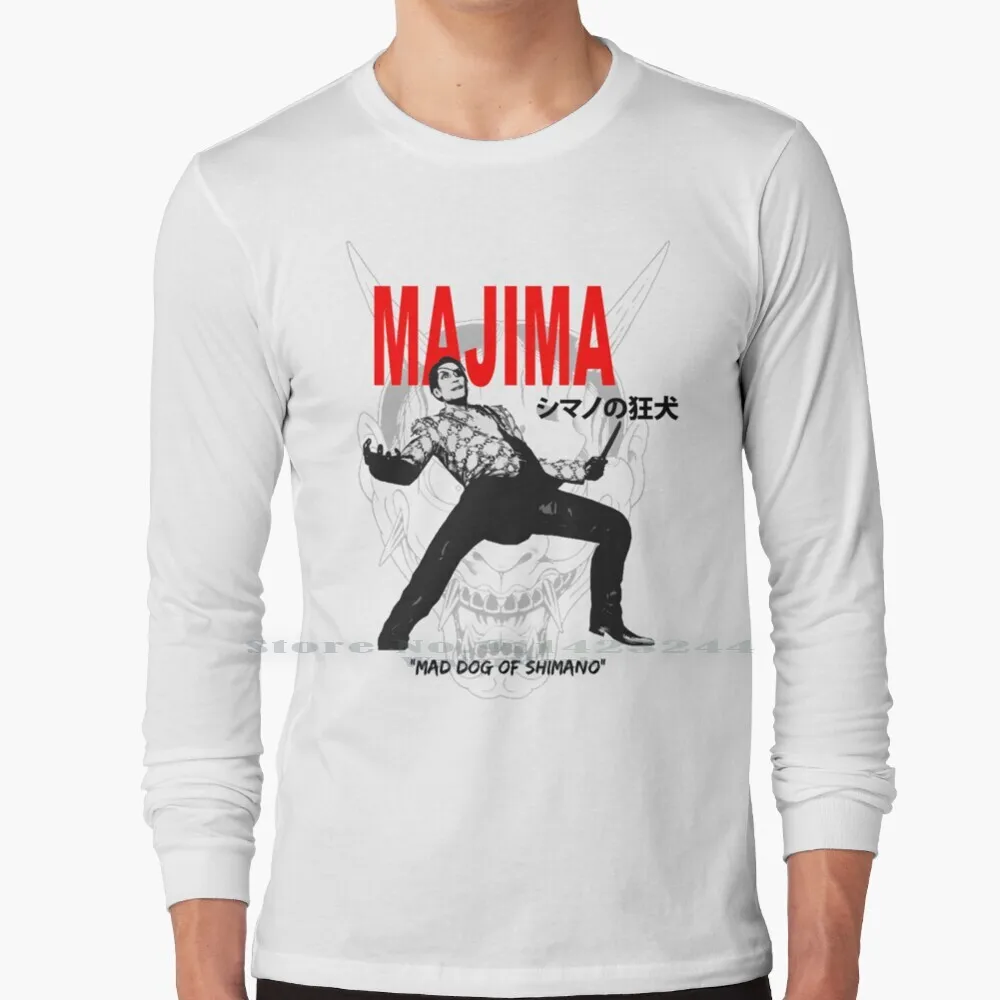 Majima Mad Dog Of 100% Cotton Long Sleeve T Shirt Yakuza Majima Goro Kiryu Hannya Japanese Ps2 Ps3 Ps4 Mad Dog Kiwami Nani