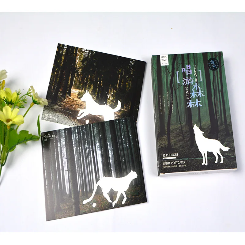 

32Sheets/Set Singing in the forest luminous series Postcard/Greeting Card/Message Card/Birthday Letter Envelope Gift Card