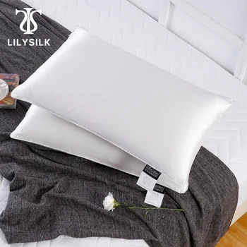 LILYSILK 100 실크 필링 베개 실크 쉘, 순수 천연 필링, 수면용 럭셔리 가정용 섬유, 무료 배송, 1 개  Best5