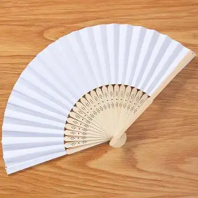 Blank paper fan folding fan child painting fan kindergarten handmade painting small cool fan