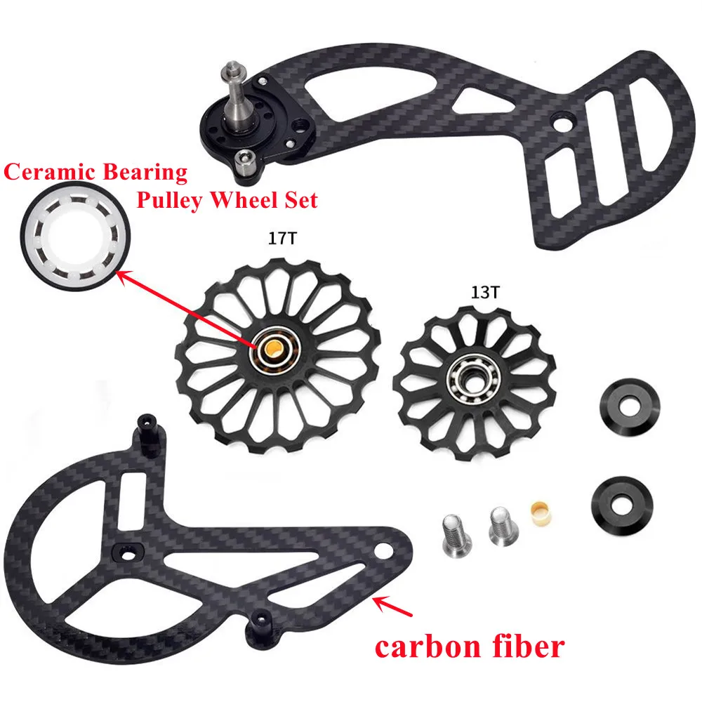 Bicycle Rear Derailleur Carbon fiber Ceramic 13T 17T pulley Guide Wheel for Shimano 5800 6800 R7000 R8000 SRAM RED RIVAL FORCE