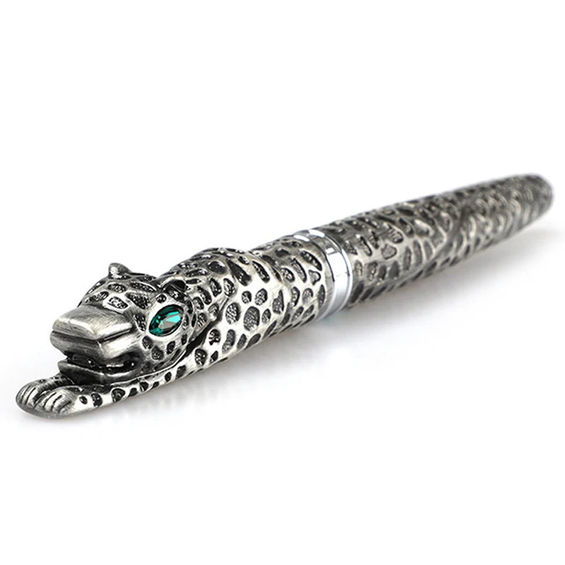 

Jinhao Metal Ancient Gray Full Cheetah Leopard Carving Embossing Roller Ball Pen Professional Office Stationery Writing