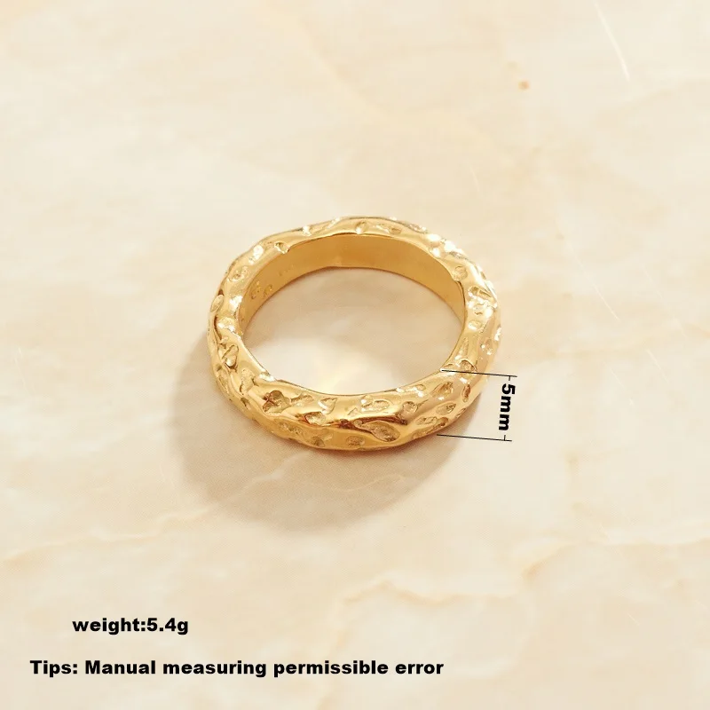 SOMMAR summer style Gold color size 6 7 8 female wedding ring Tinfoil paper texture men ring wedding decoration