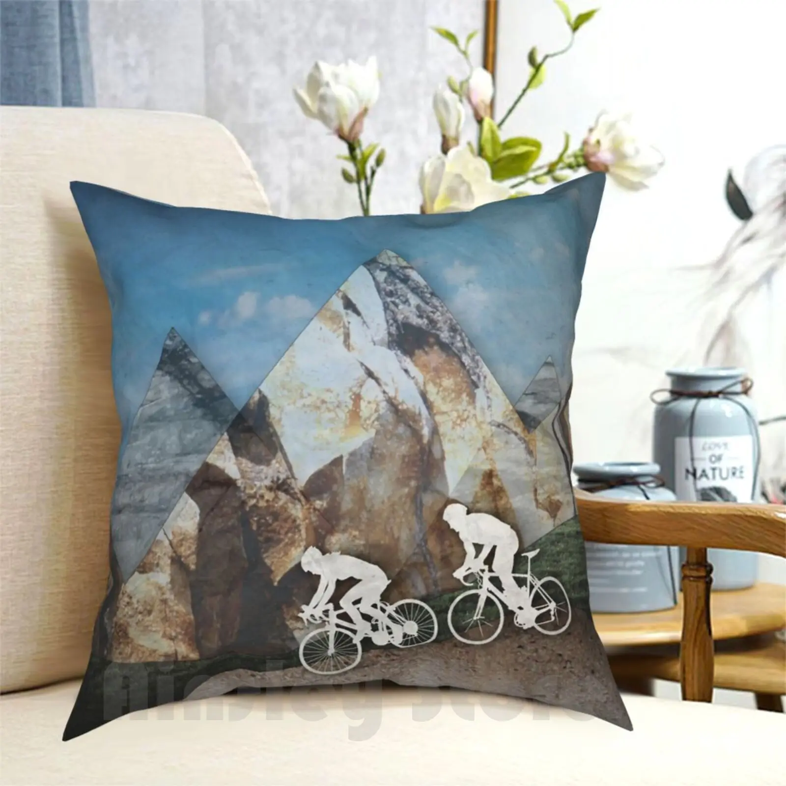 Mountain Biking Pillow Case Printed Home Soft Throw Pillow Hiking Biking Mountain The Outdoors Ocean Sea River Adventure