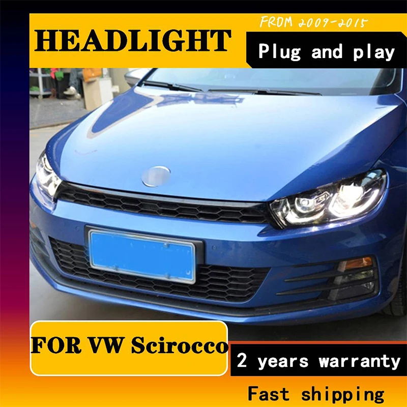 Автостайлинг для фар VW Scirocco 2009-2015 для Scirocco 1,4 T 2,0 T, передняя Биксеноновая линза двойной AM HID комплект Be