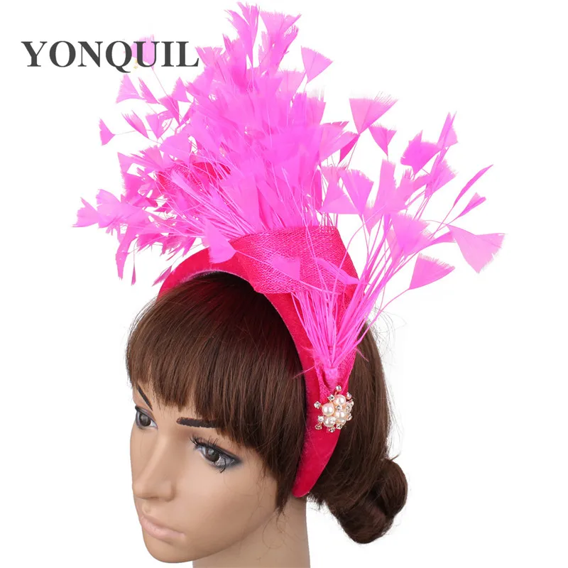 Elegant Women Millinery Party Wedding Headband Ladies Fascinator Feather Accessories Bridal Headwear Fancy Fashion Hair Band