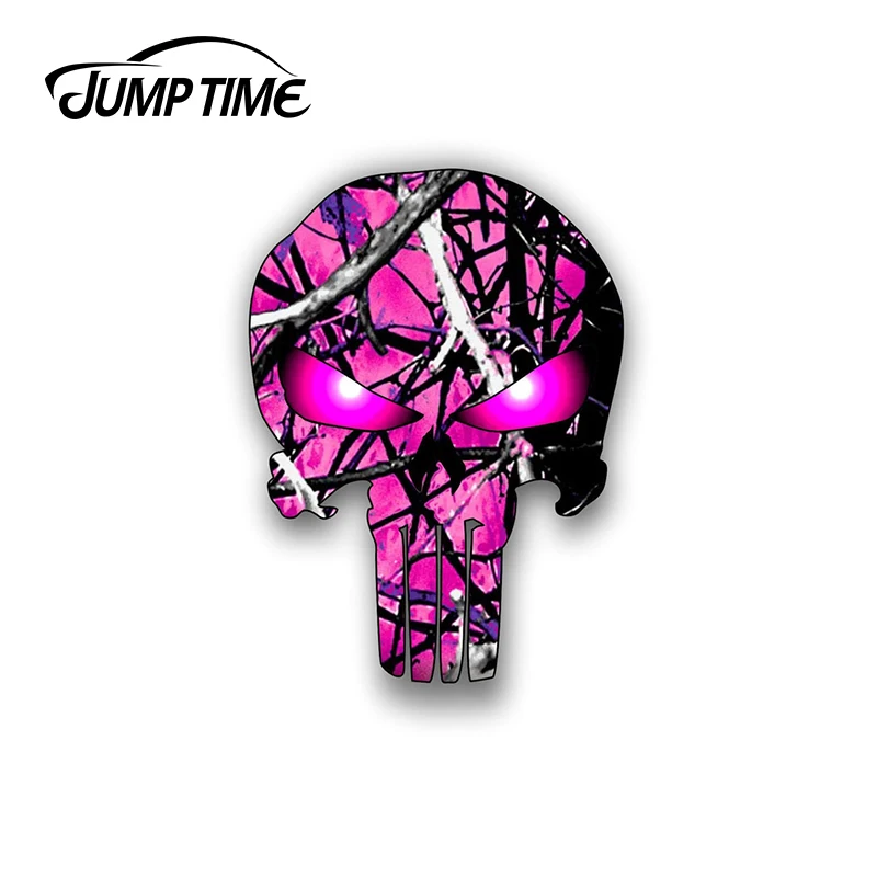 JumpTime 13cm X 9.52cm PUNISHER SKULL Pink Camouflage Punisher Decal The Whole Body Accessories Stickers Car Window Bumper Vinyl