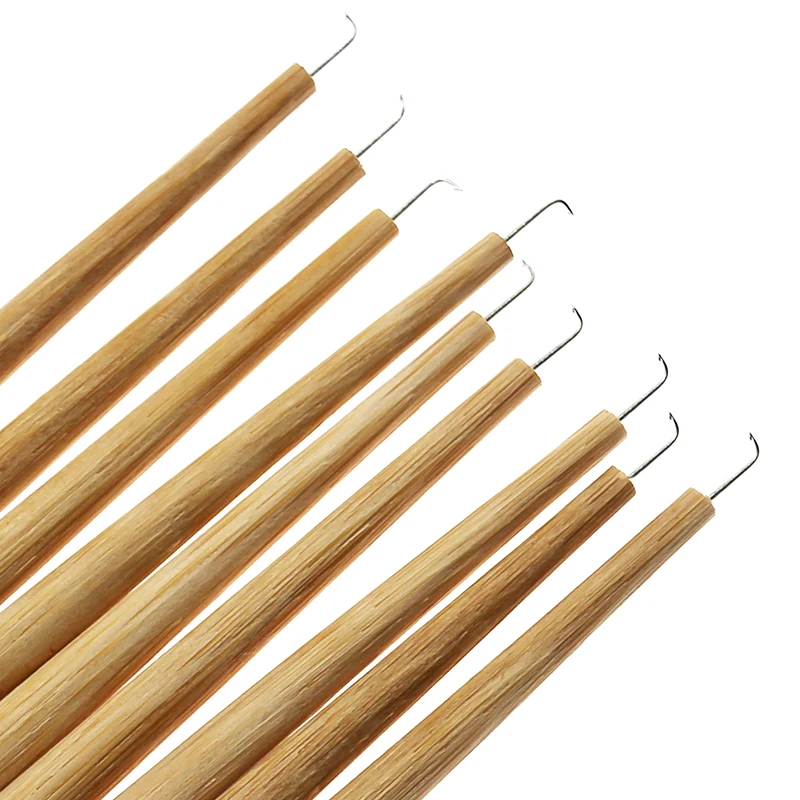 10 Pcs Wood handle Ventilating Wig Needle Ventilating needle for wig making Crochet Hook tools