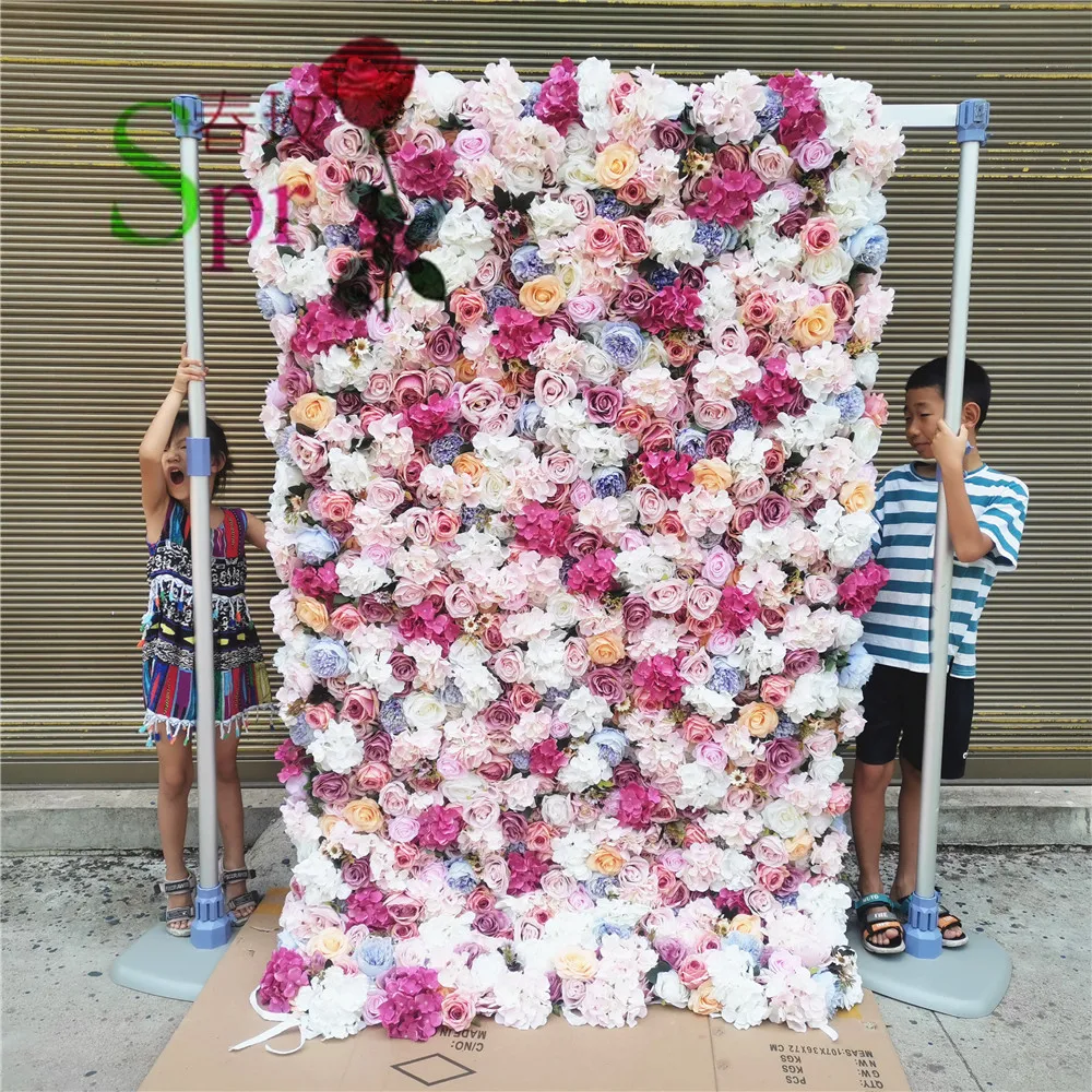 SPR 4ft*8ft(1.2*2.4m)/pc Rolled Flower Wall Silk Flower Cloth Wedding Stage Backdrop Ariticial Flower Wall For Salon Wall Decor