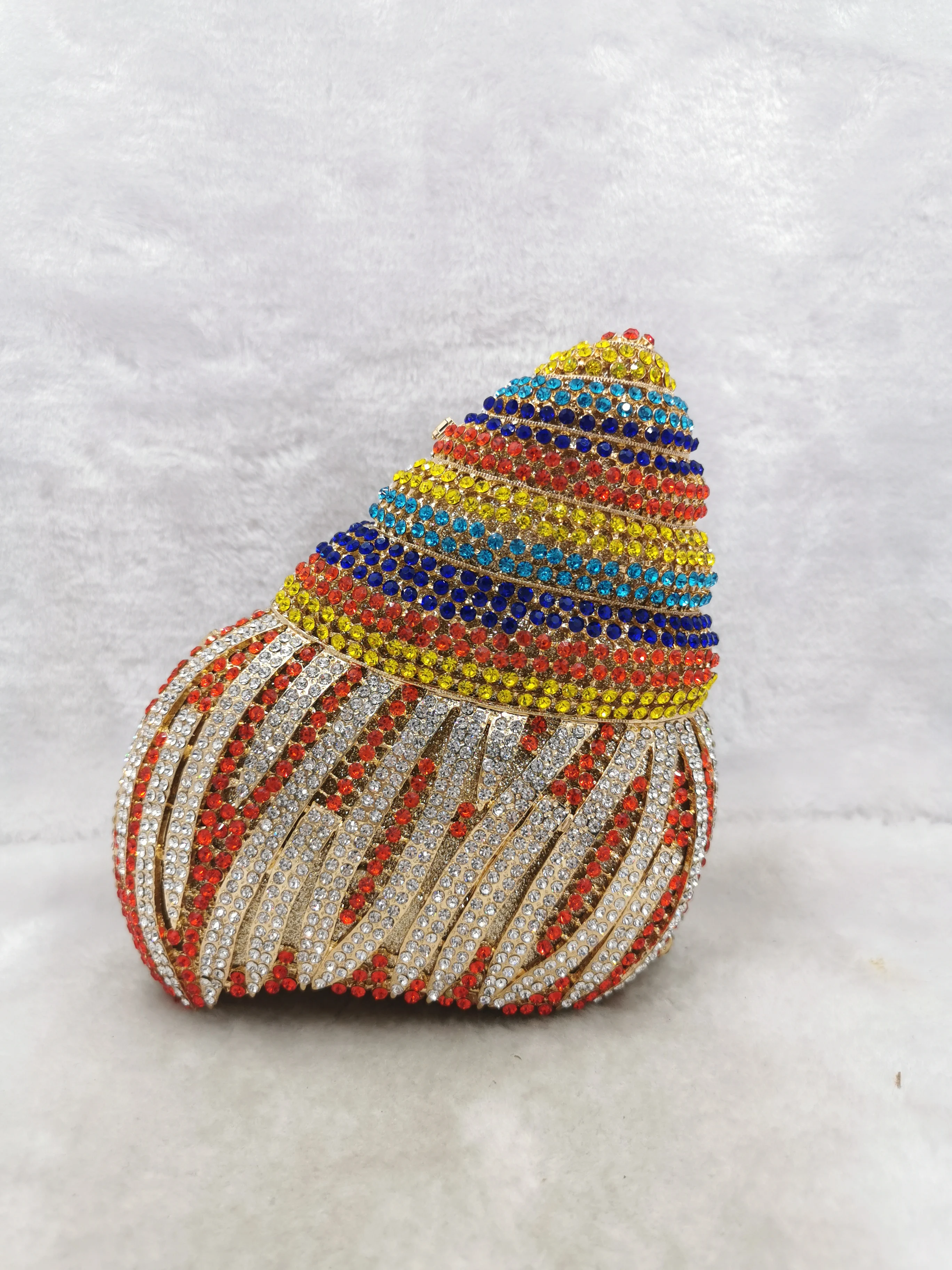 

Elegant Women Gold Conch Clutch Minaudiere Evening Bags Diamond Wedding Handbag Bridal Purse Party Dinner Clutches Bags Green