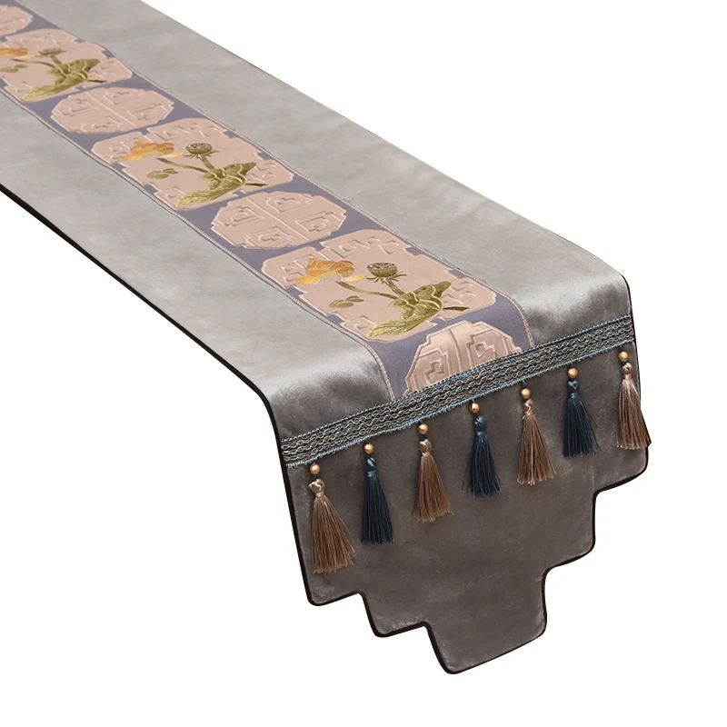 Chinese Simple Table Runner Embroidery Tea Tablecloth TV Cabinet Covering Cloth Shoe Cabinet Bed Table Runners Moder