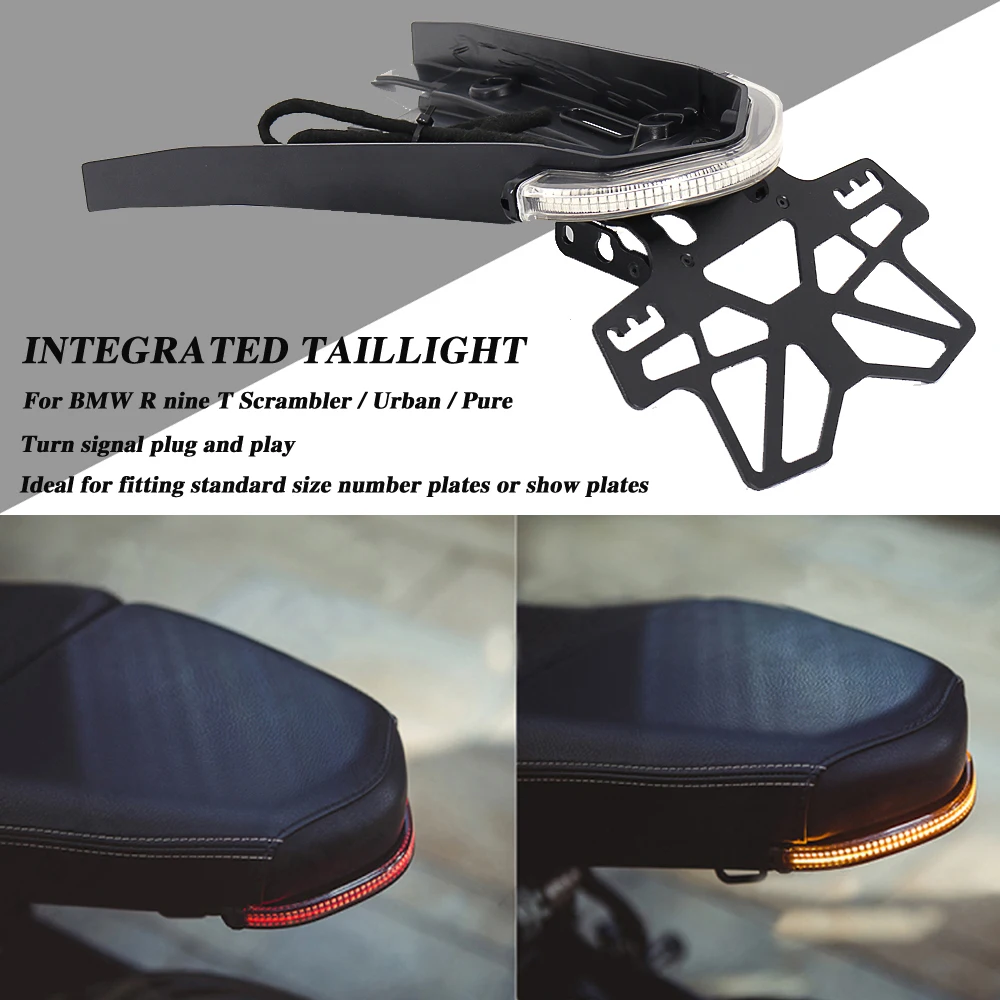 

NEW For BMW RNINET R NINE T R NINET Urban GS Scrambler Pure Turn Signals Brake Tail Light License Plate Holder With LED Lamp