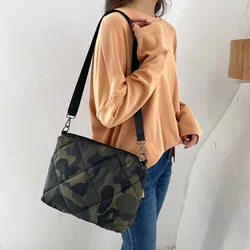 Camouflage Women Crossbody Bag Designer Pad Shoulder Bag Soft Cotton Padded Handbags Ladies Quilted Flap Bags for Women 2022 Ins