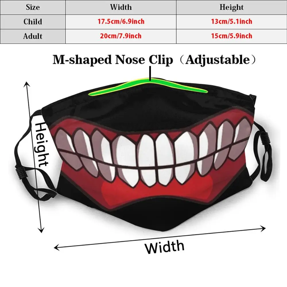 Kaneki Ken Tokyo Ghoul Print Washable Filter Anti Dust Mouth Mask Ken Ken Kaneki Touka Kaneki Anime Manga Tokyo Ghoul Goul