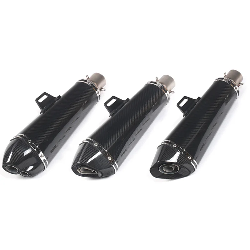 Motorcycle 51mm universal exhaust muffler all carbon fiber dual outlet black easy to install for Kawasaki z650 z400 nijia250ect