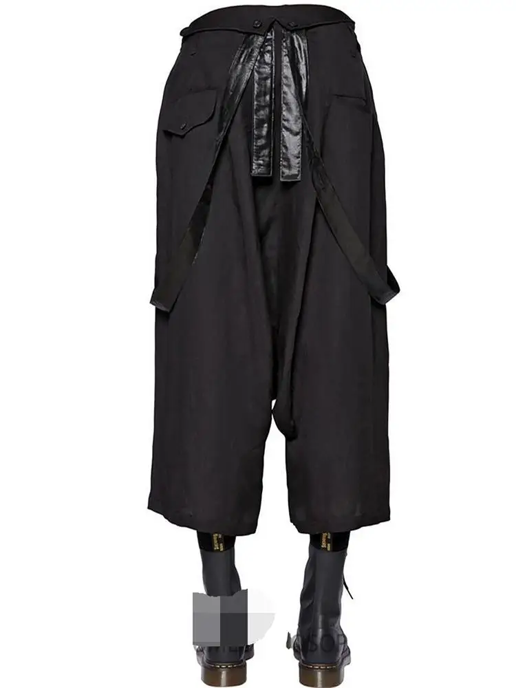 Spring And Autumn Men's New Fashion Loose Low-Grade Cross Pants Bright Color Wide Leg Pants Pure Color Hanging Pants