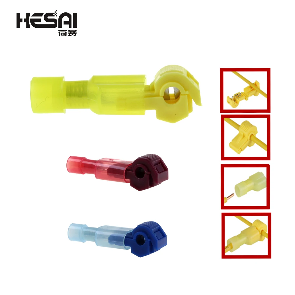 10PCS /Lot 10A-20A T Type Quick Splice Crimp Terminal Wire Convenient Connector Scotch Lock Quick Splice Electrical