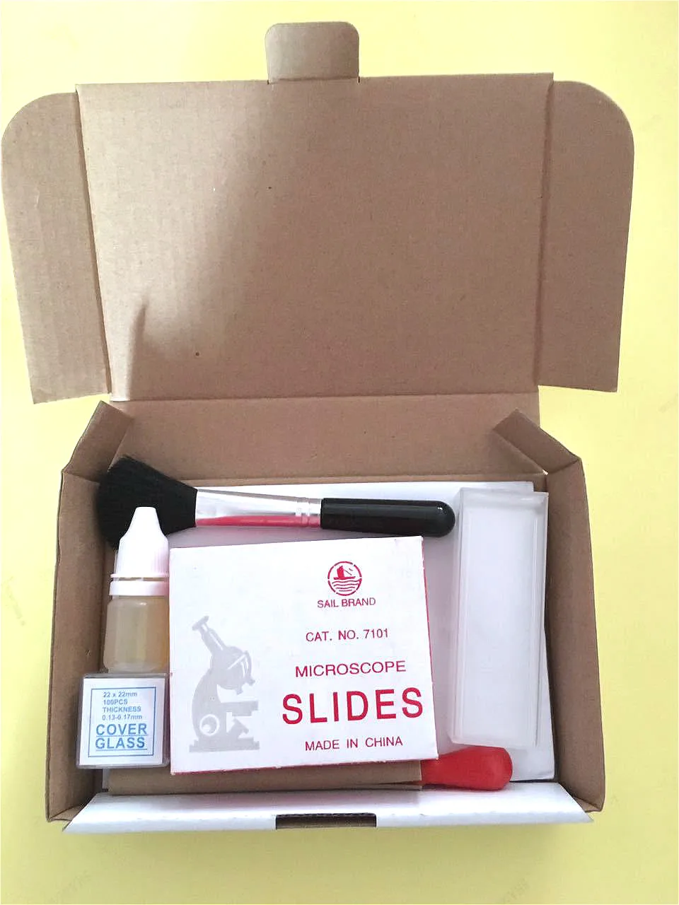 Set di accessori per strumenti per la pulizia del microscopio Slides Coverslip Kit Cover Glass Solides Box Dropper Sweep 1 Set Tota