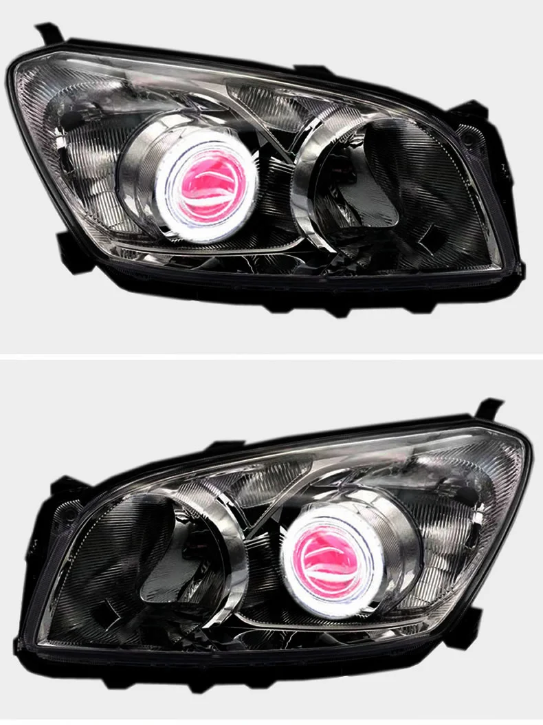 Headlight Assembly for Toyota Rav4 2000-12 Led Angel Eye Turn Signal Bi-lens Hid Bulbs with 65w Ballast, Left and Right