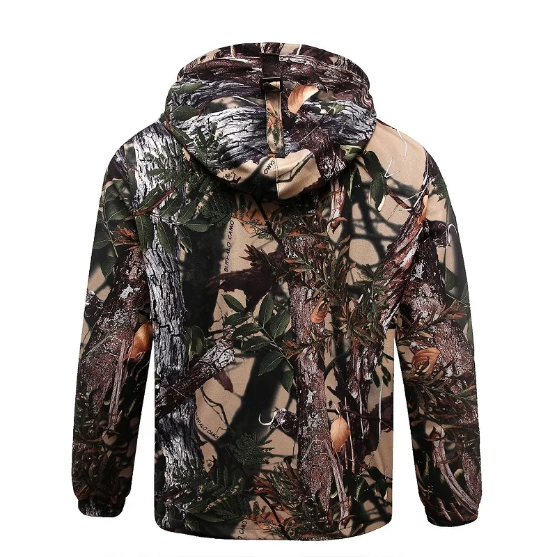 Imagem -04 - Leaves Hunting Suits para Homens Jaqueta com Capuz Calças Babador Camuflagem à Prova de Vento Respirável Observação de Pássaros ao ar Livre Primavera Outono 3d