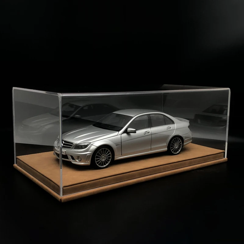 1:18 Car Model Acrylic Display Box Dust Cover Hot Bending Integrated Leather Base Model Collection