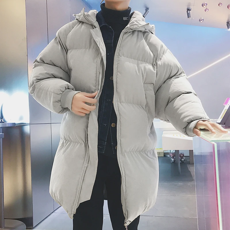 Männer Winter lange Kapuze Parkas Herren lose Mäntel schwarze Parkas männlich koreanischen Stil hochwertige warme Daunen jacke Marken kleidung