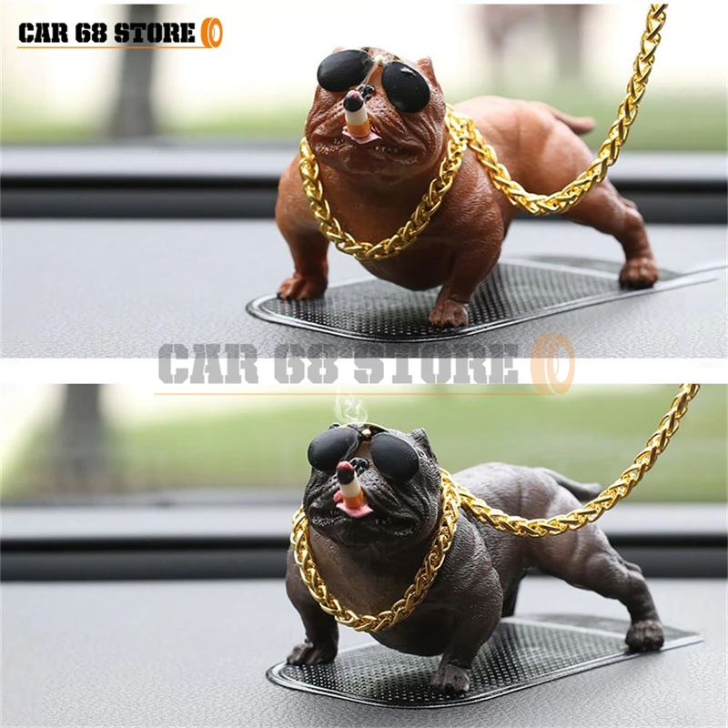 1 set Car Dashboard Ornament Bully Pitbull Dog Doll Auto Interior Accessories Ornaments Cute Chritmas Gift Creative Home Decor