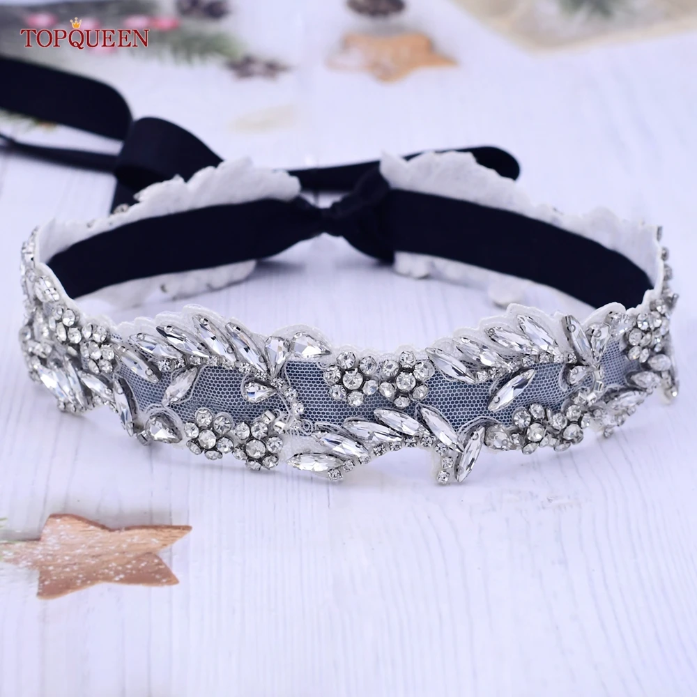 TOPQUEEN S492 Silver Rhinestone Sash Belt Vogue Wedding Belts for Women Dresses Bridal Belt Plus Size Bridesmaid Belt Bling Belt