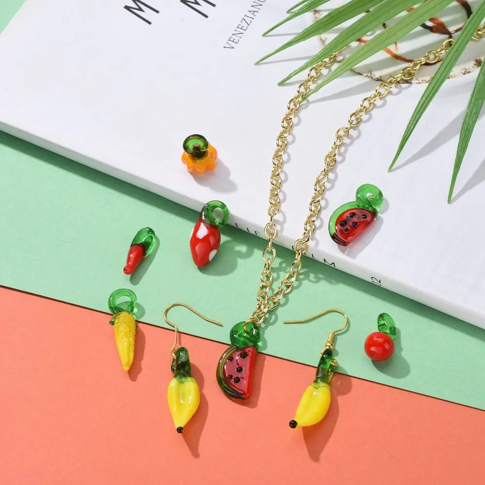 60 Stks/doos Handgemaakte Lampwork Fruit Groente Hangers Mix Vorm Voor Ketting Sieraden Maken Diy Decor Accessoires