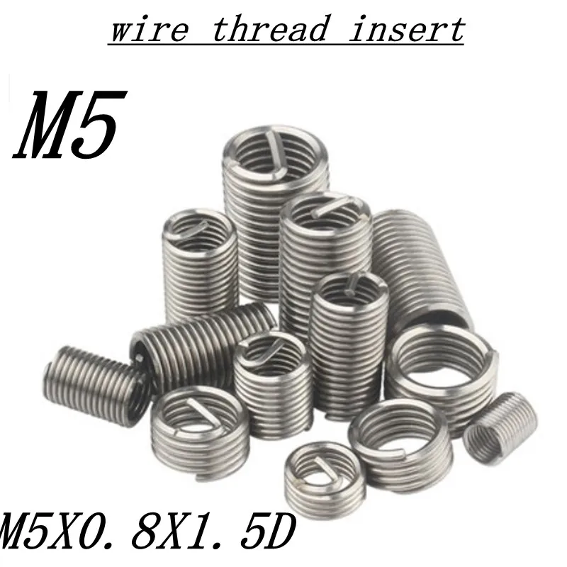 50pcs M5*0.8*1.5D Wire Thread Insert Stainless Steel 304 Wire Screw Sleeve, M5 Screw Bushing Helicoil Wire Thread  Inserts