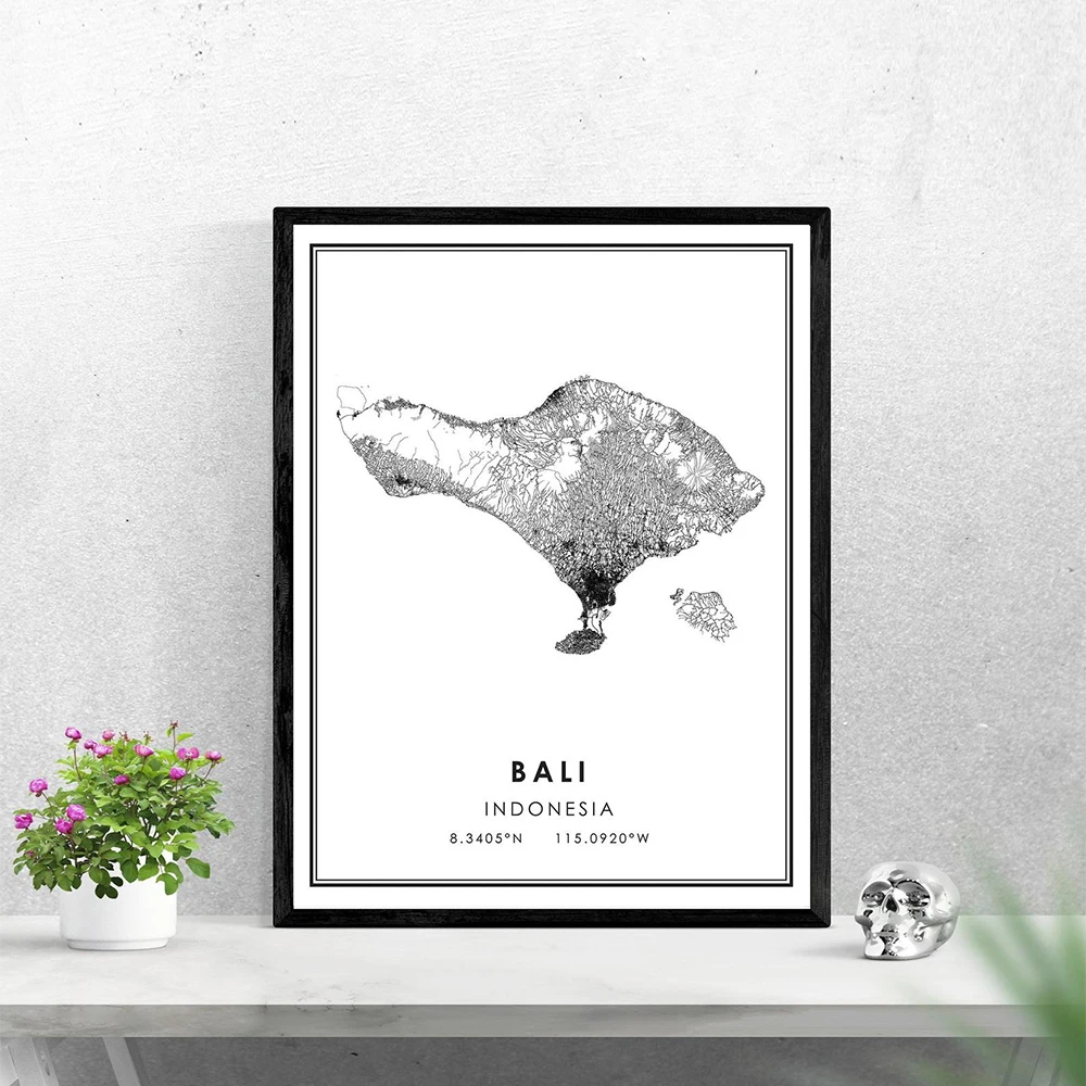 Descubre el mapa de la isla de Bali: arte, decoración y cultura en un solo lienzo