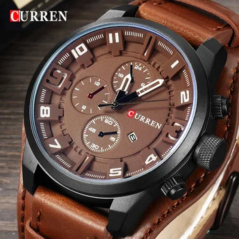 CURREN men quartz watch sports military top brand luxury mens watches date watch leather strap date watch Relogio Masculino