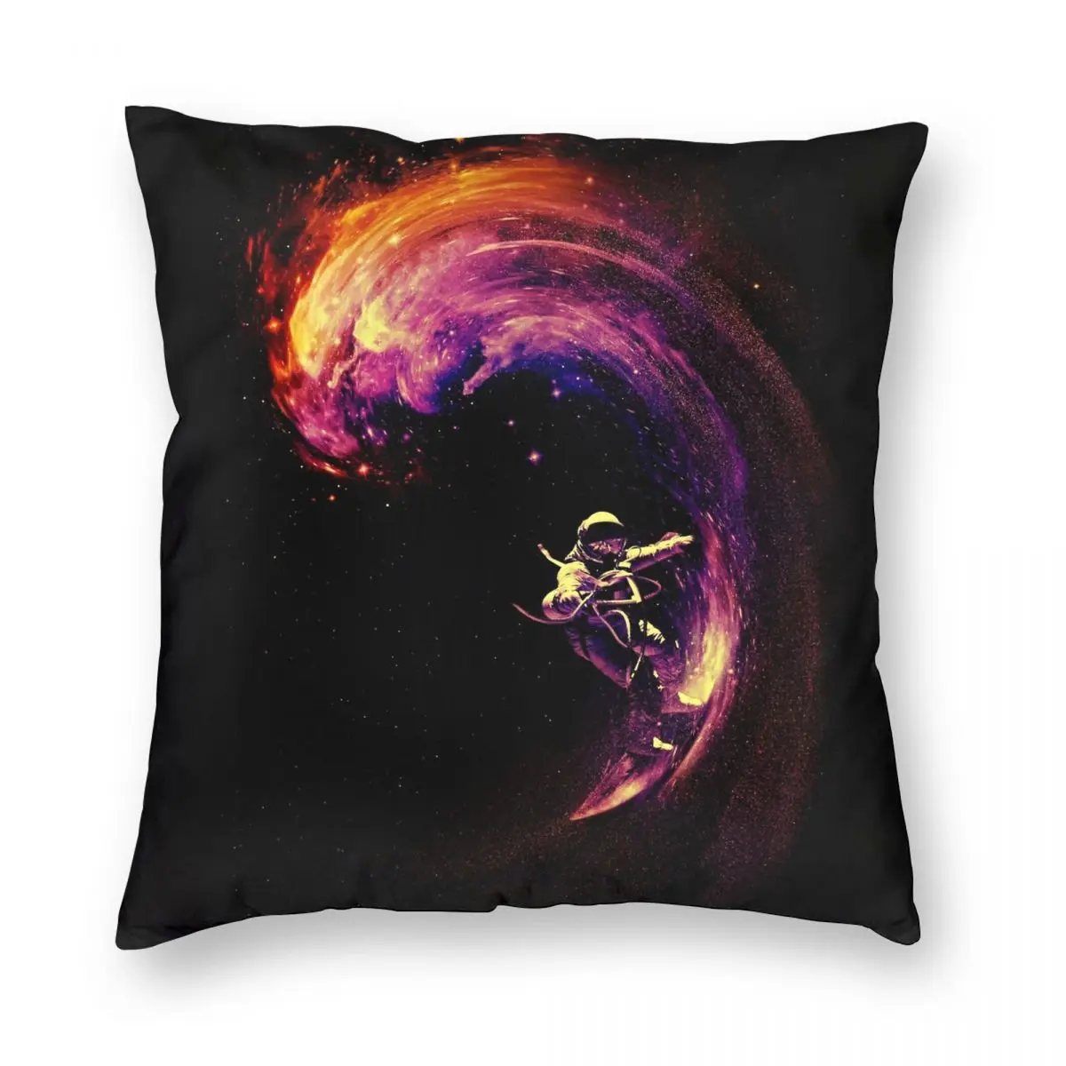 Space Surfing Square Pillowcase Polyester Linen Velvet Creative Zip Decor Pillow Case Room Cushion Cover 45x45