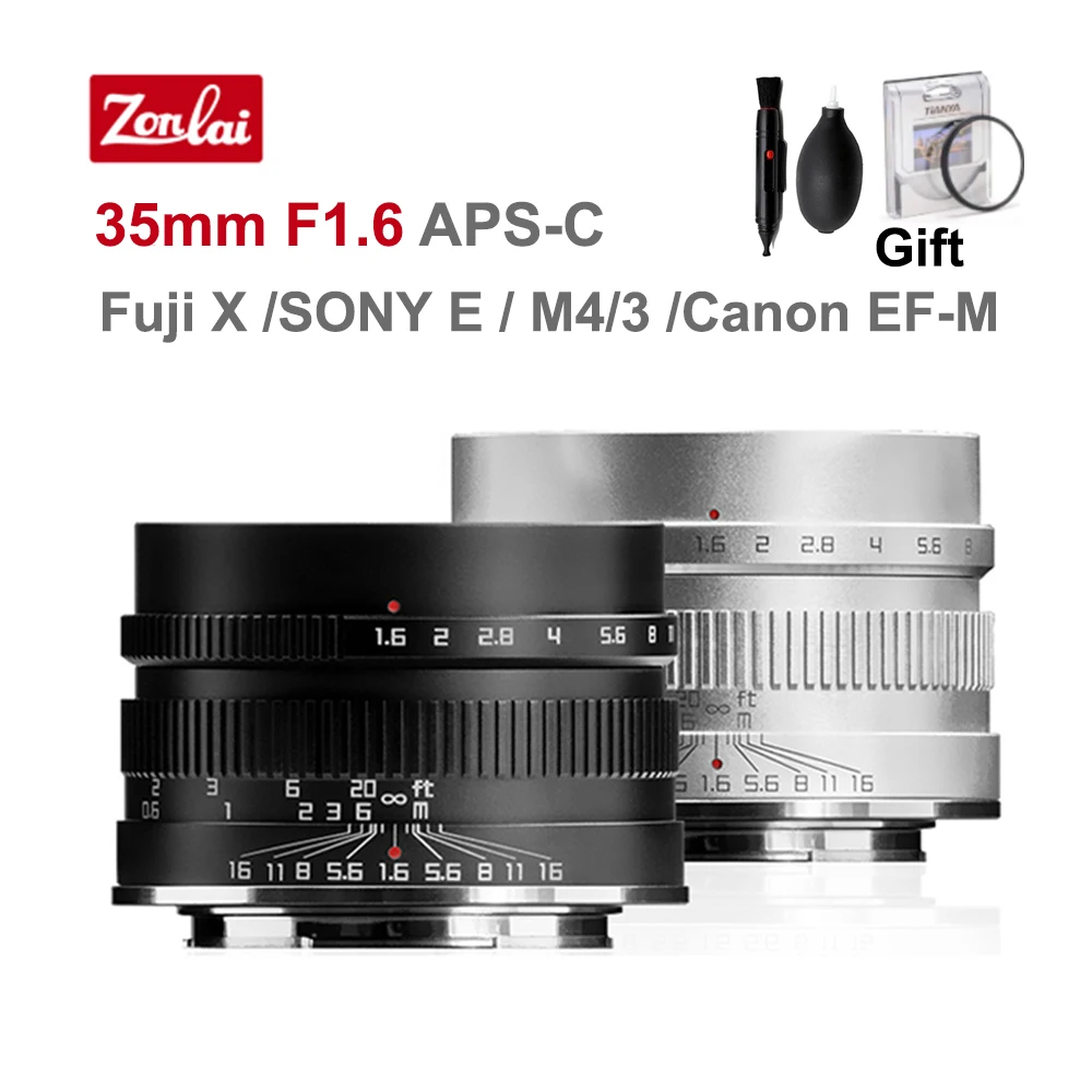 Zonlai 35 مللي متر F1.6 عدسة دليل التركيز APS-C لسوني E فوجي X M4/3 كانون EF-M جبل المرايا كاميرات Prime Lente