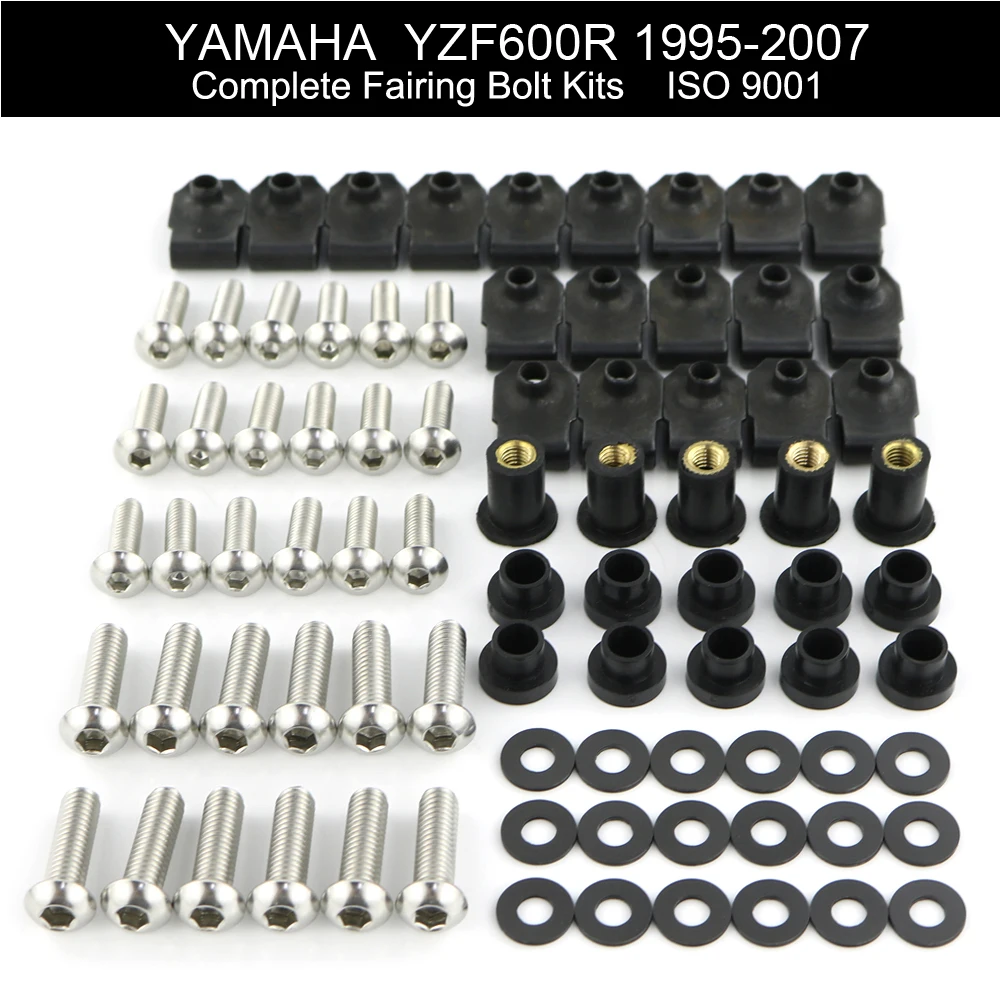 

Motorcycle Complete Fairing Bolts Kit Fit For Yamaha YZF600R 1995-2007 2000 2001 2002 2003 2004 2005 2006 Stainless Steel