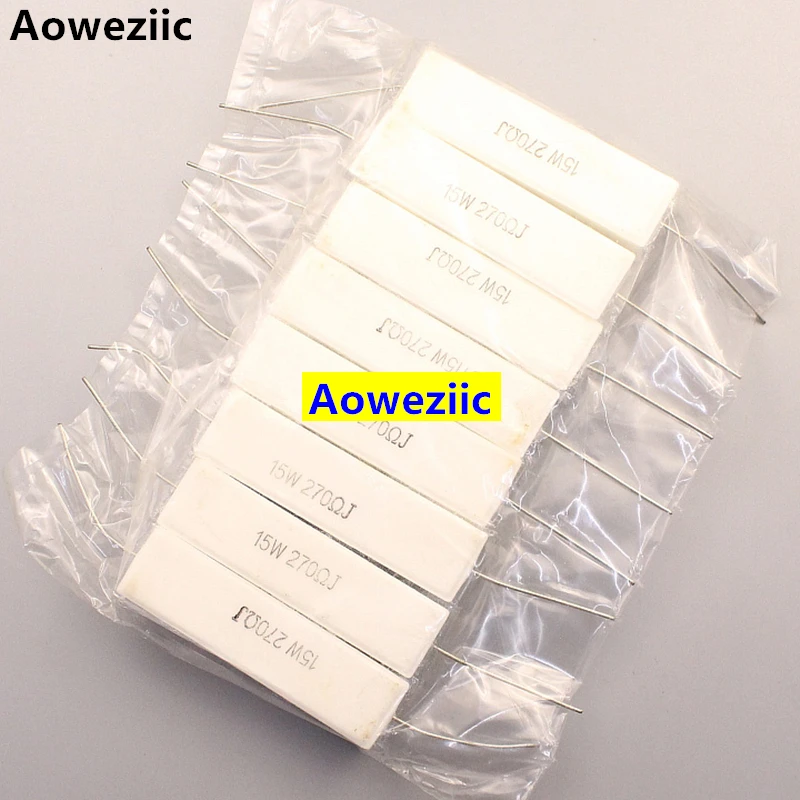 10 قطعة 15W270RJ 15W270ΩJ RX27 المقاوم للأسمنت الأفقي 15 واط 270 أوم 15W270R المقاومة السيراميك الدقة 5% قوة المقاومة