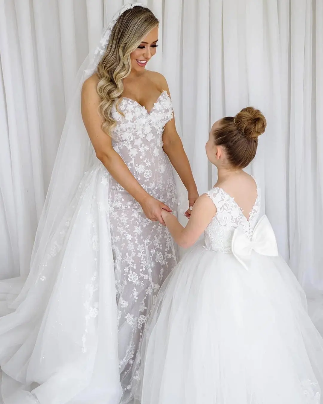 Xunbei-vestido de flores para niña, lazos de tul de encaje, vestido de boda de primera comunión para niños, vestido de baile de princesa encantador, vestido de fiesta