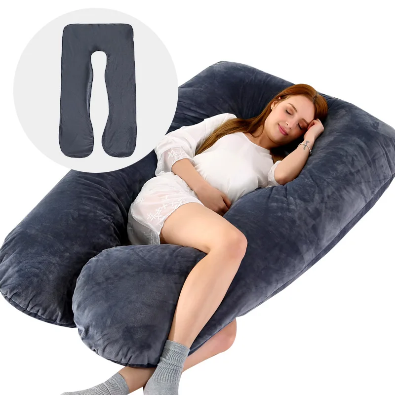 Almohada polar suave para embarazadas, cojín de protección lateral multifunción, almohada lumbar tipo U para embarazo, entrega directa